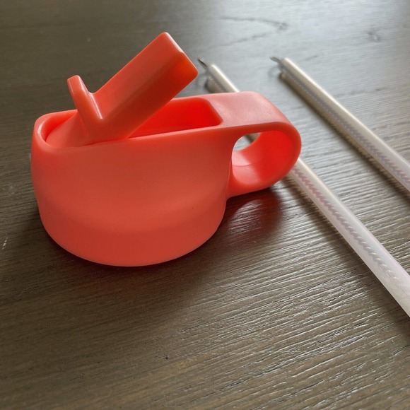 Straw Lid Boot Straws 12-24oz for Wide Mouth Insulated Water Bottle Peach Orange - Picture 4 of 6
